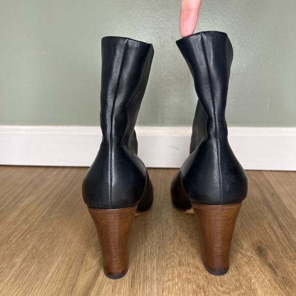 Celine Women 41 US 10 Bootie Wrap Napa Leather Ankle Boot Black Square Round Toe - Picture 8 of 12